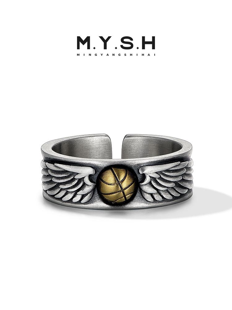 S925 Silver Hinged-Open Basketball Wing Ring