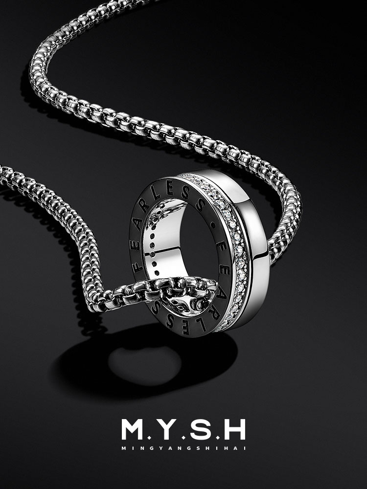 S925 Silver Lettered Mini Waist Circle Pendant Necklace