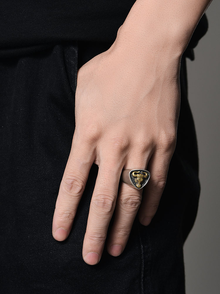 Custom S925 Silver 3D Bull Head Ring