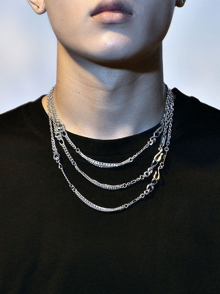 S925 Silver Multi-Link Layered Collar Chain Necklace