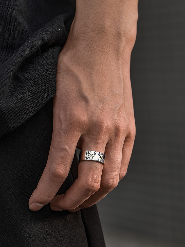 Sterling Silver Tiger Roar Open Ring