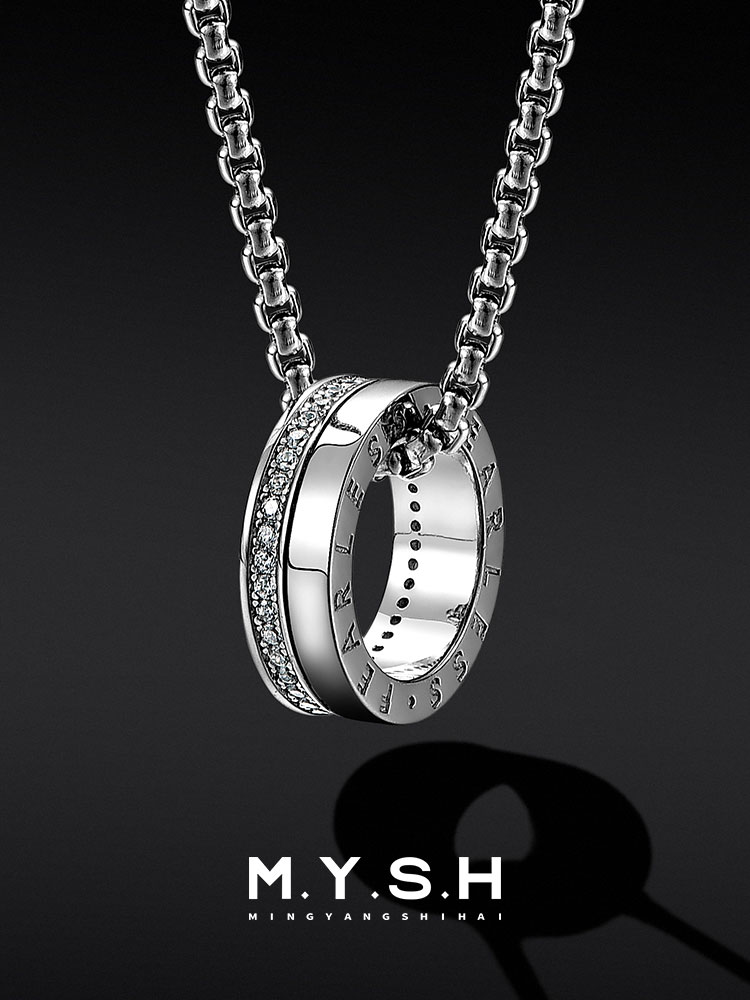 S925 Silver Lettered Mini Waist Circle Pendant Necklace