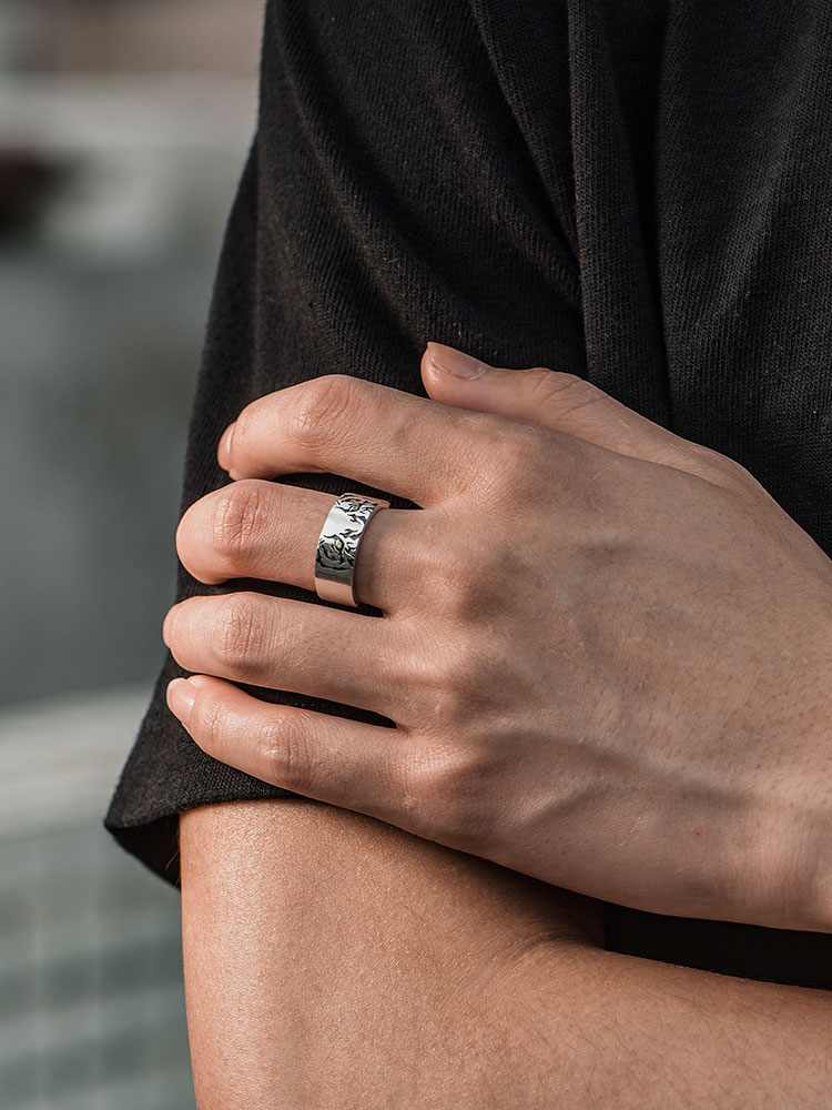 Sterling Silver Tiger Roar Open Ring