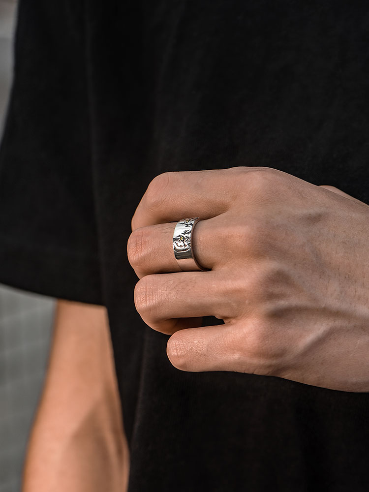 Sterling Silver Tiger Roar Open Ring