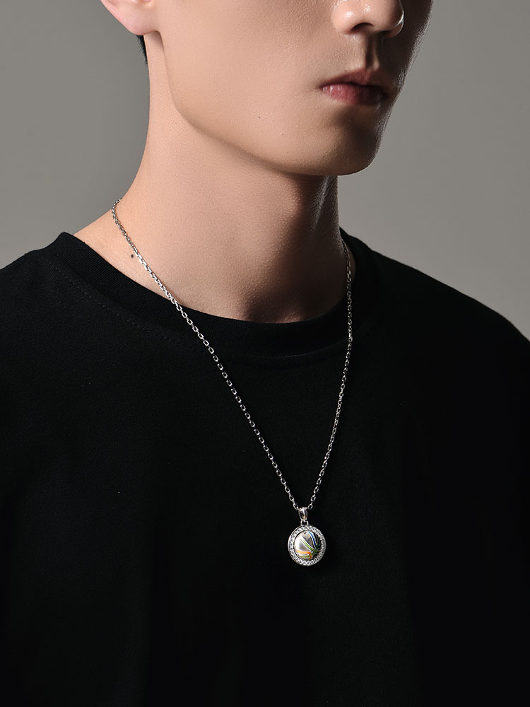 S925 Silver Glow-in-the-Dark Kobe 24 Basketball Spinning Diamond Pendant Necklace