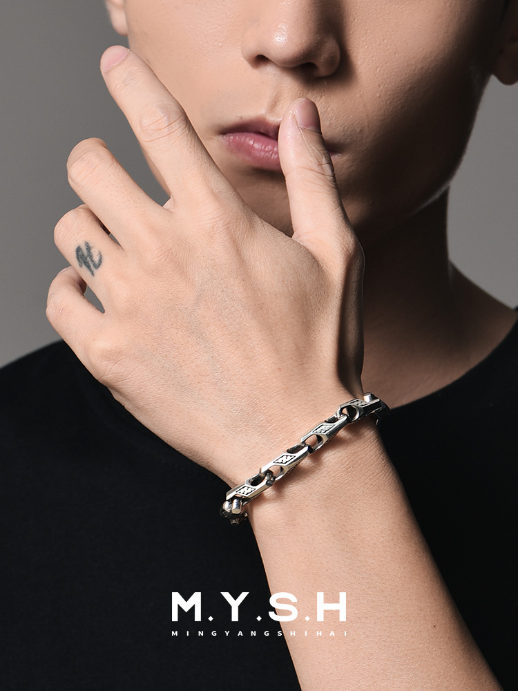 S925 Silver Thick Dragon Bone Link Bracelet