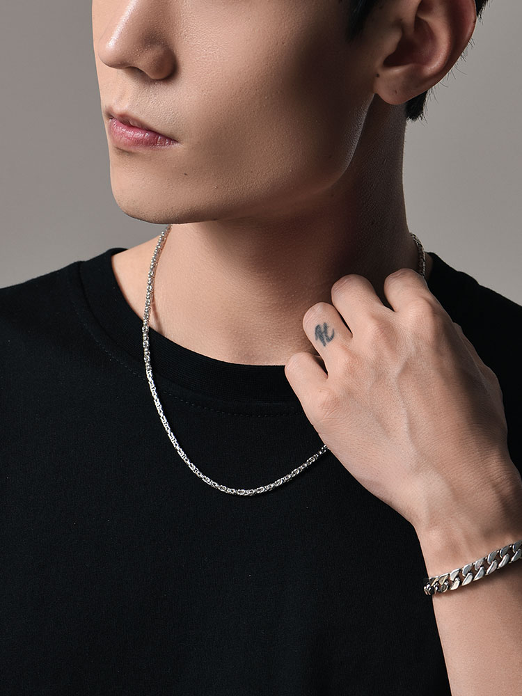 S925 Silver Dragon Bone Chain Necklace