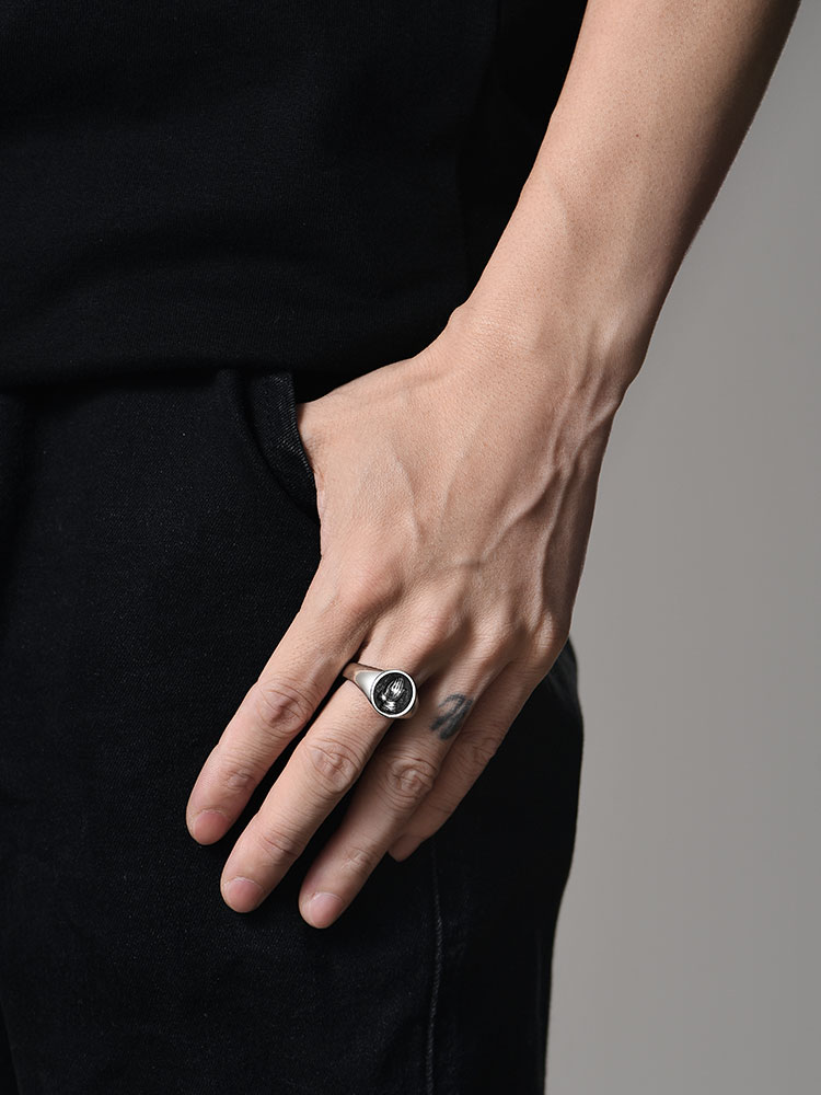 S925 Silver Praying Hands Signet Ring for Men