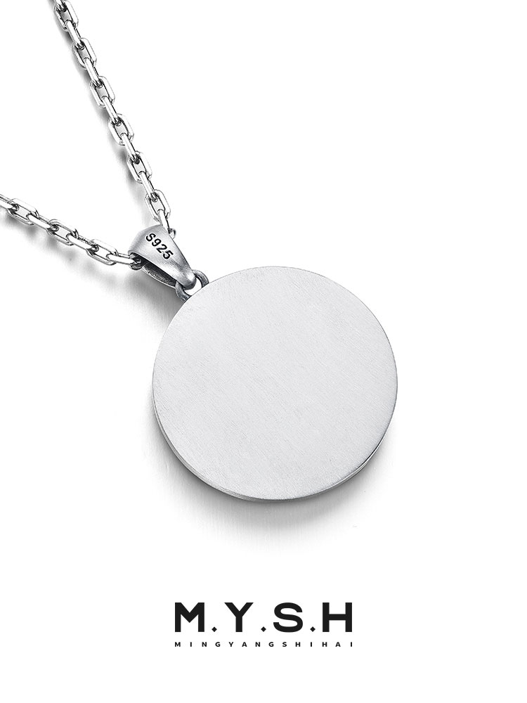 S925 Silver Star Circle Pendant Necklace