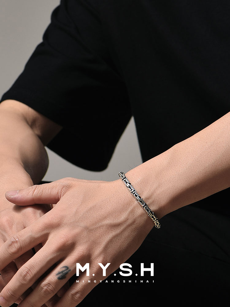 S925 Silver Peace Pattern Braided Bracelet