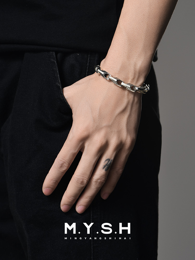 S925 Silver Thick Dragon Bone Link Bracelet