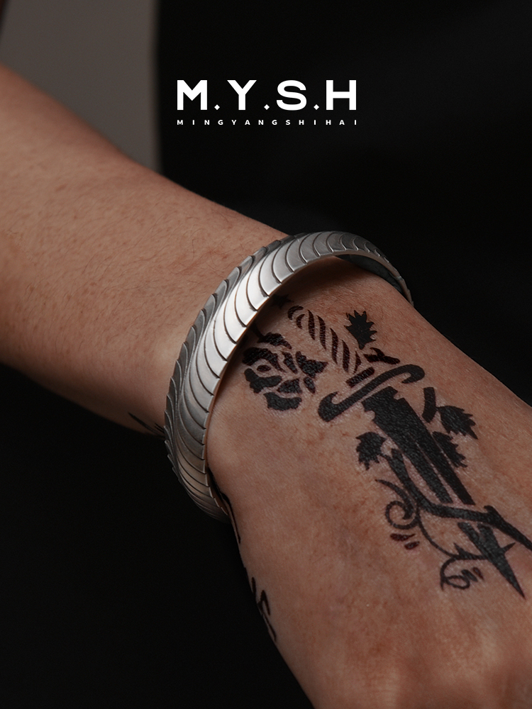 13MM S925 Silver Wave Cuff Bracelet for Men