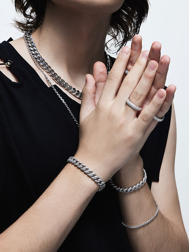 S925 Silver Pavé Diamond Cuban Link Bracelet