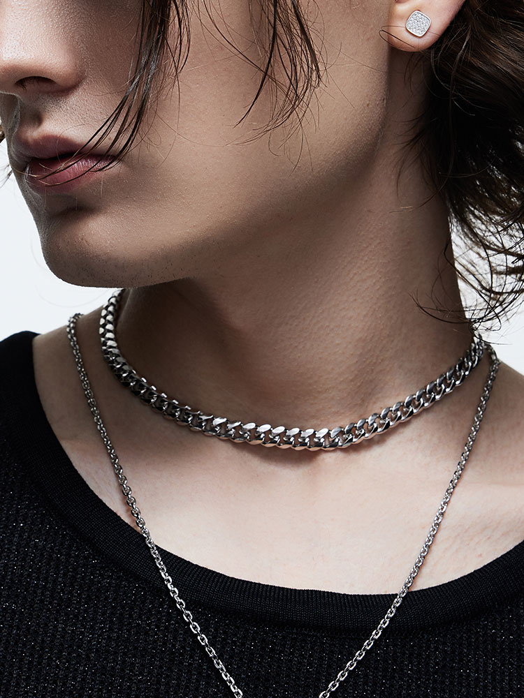 S925 Silver Thick Cuban Link Chain Necklace