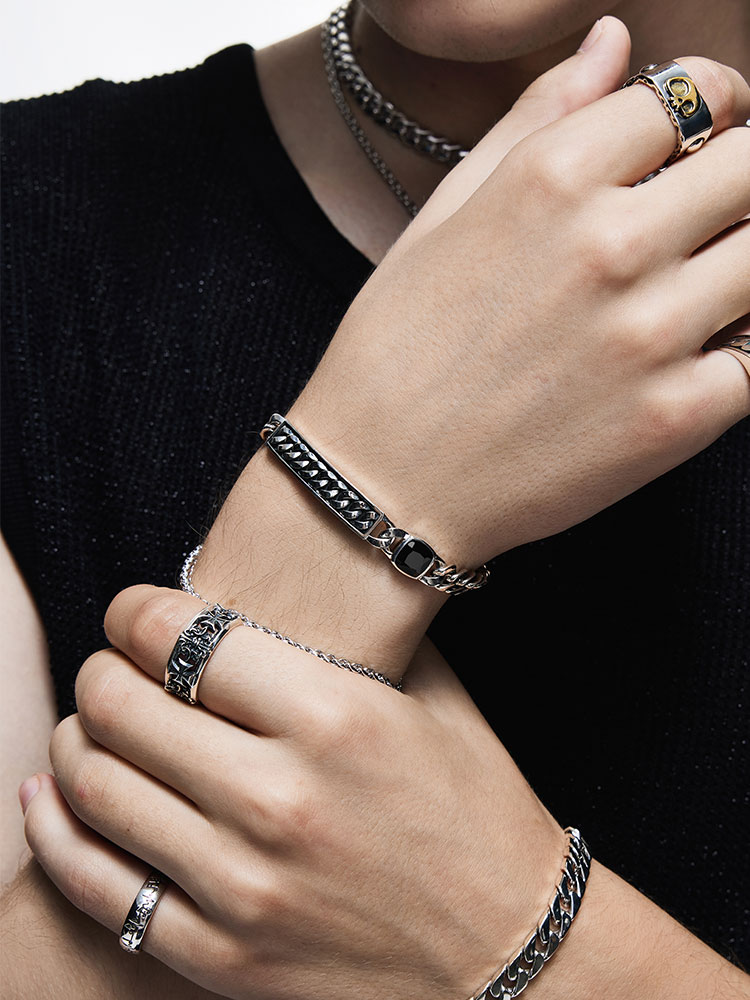 S925 Silver Black Zirconia Cuban Bracelet