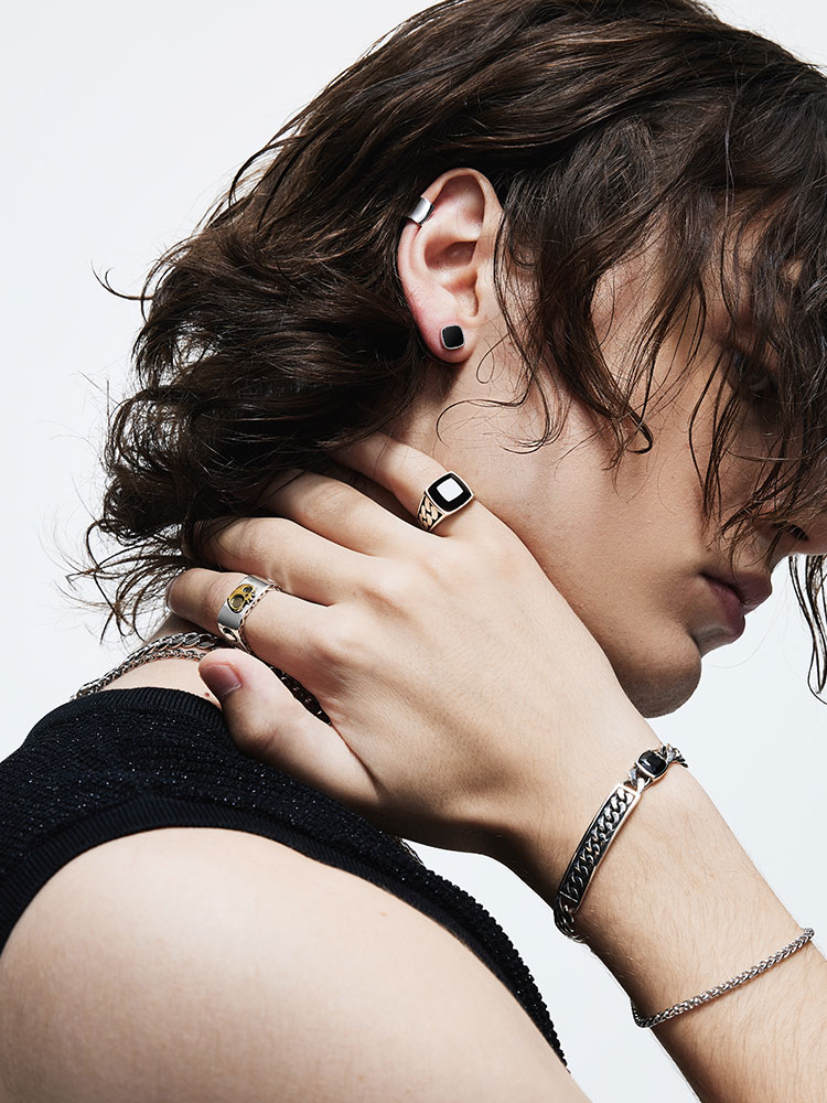 Sterling Silver Black Onyx Cuban-Style Wide Ring