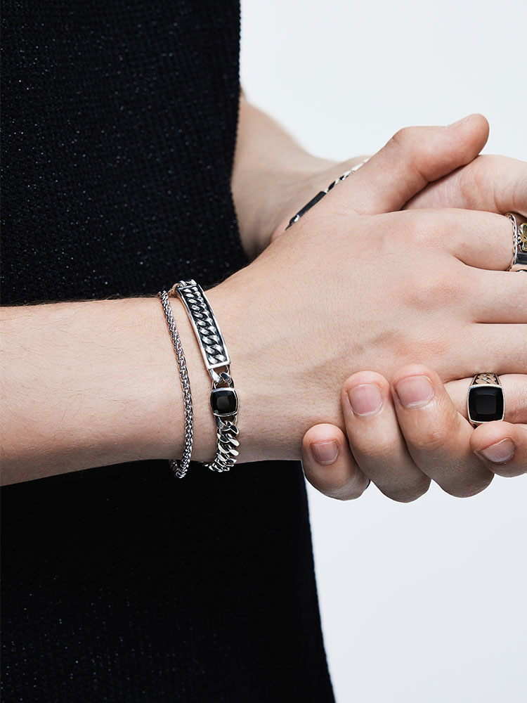 S925 Silver Black Zirconia Cuban Bracelet