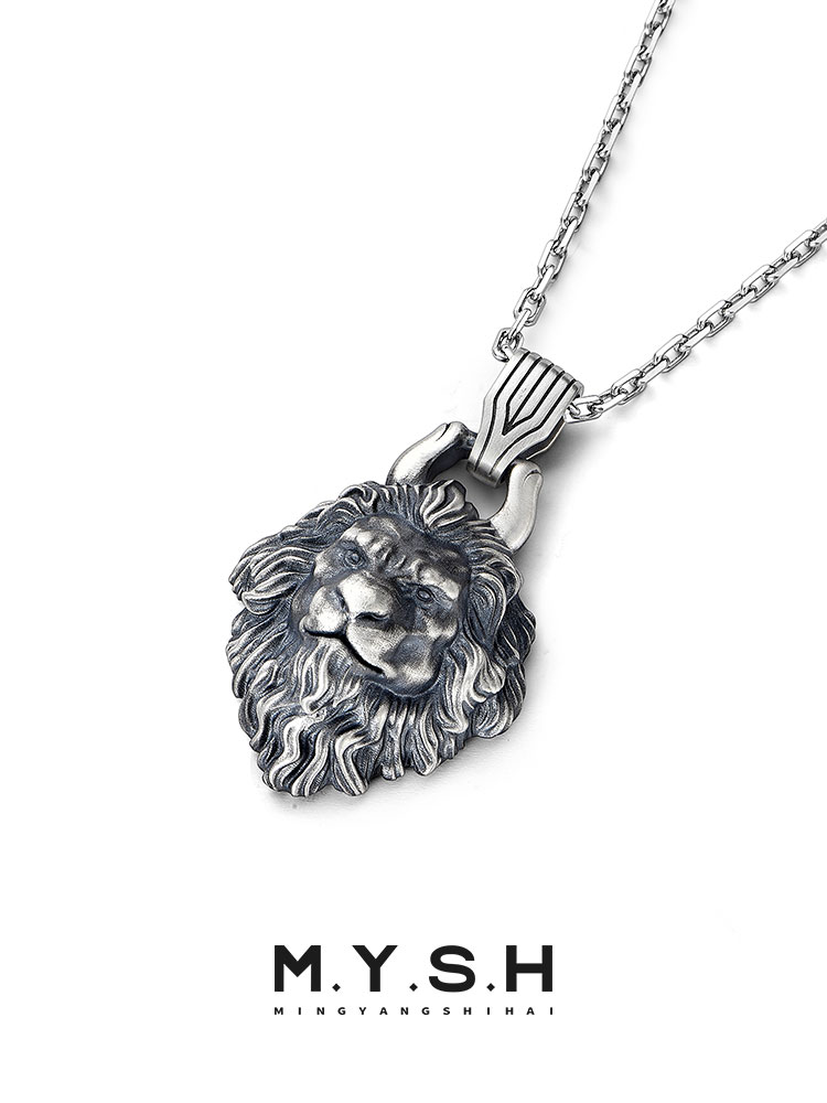 S925 Silver 3D Lion Head Pendant Necklace