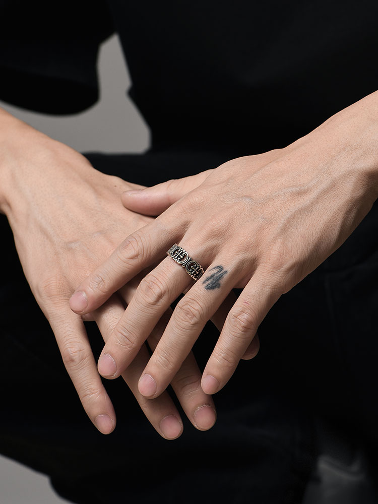 S925 Silver Vintage Cross Motif Ring