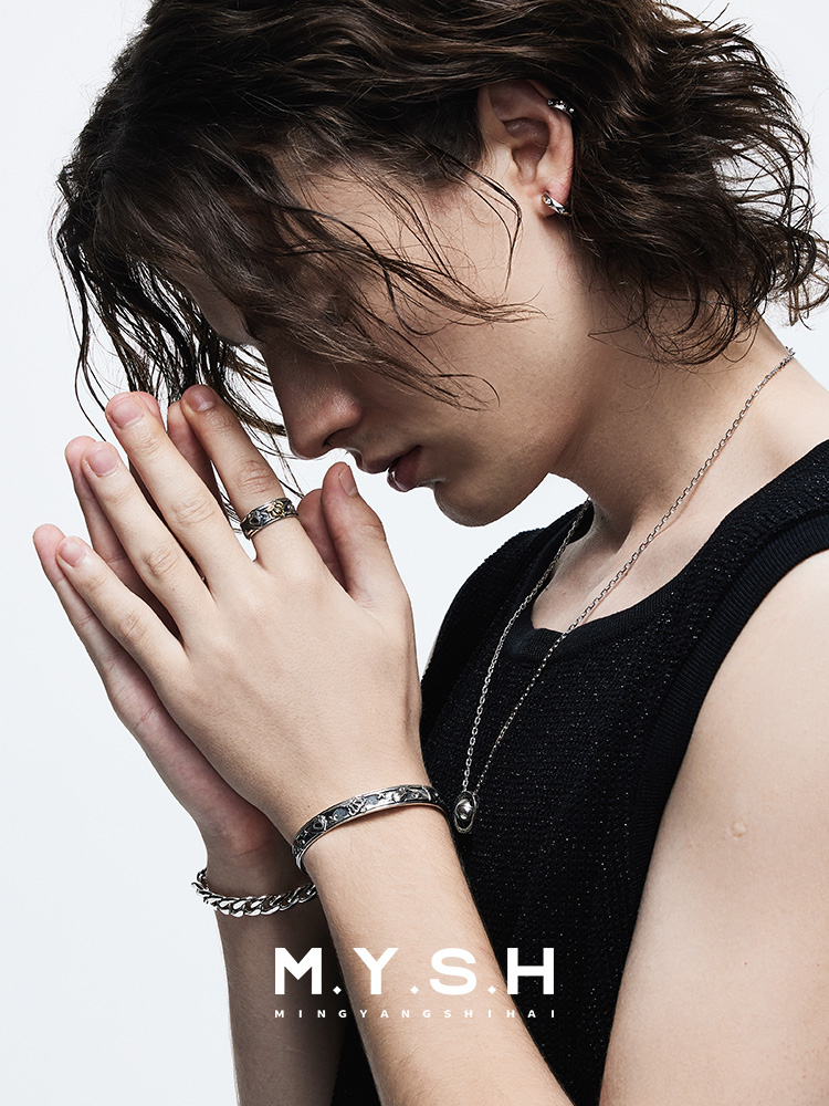 S925 Silver Vintage Engraved Open Cuff Bracelet