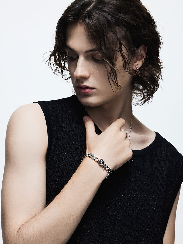 S925 Silver Basketball Cuban Link Bracelet