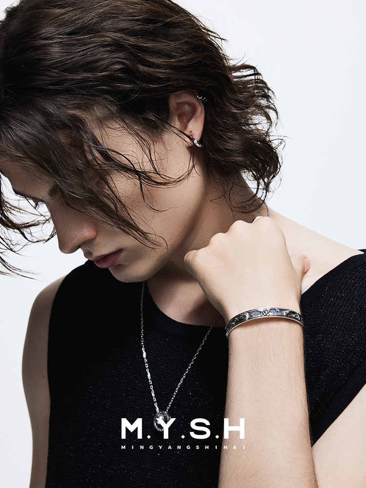 S925 Silver Vintage Engraved Open Cuff Bracelet