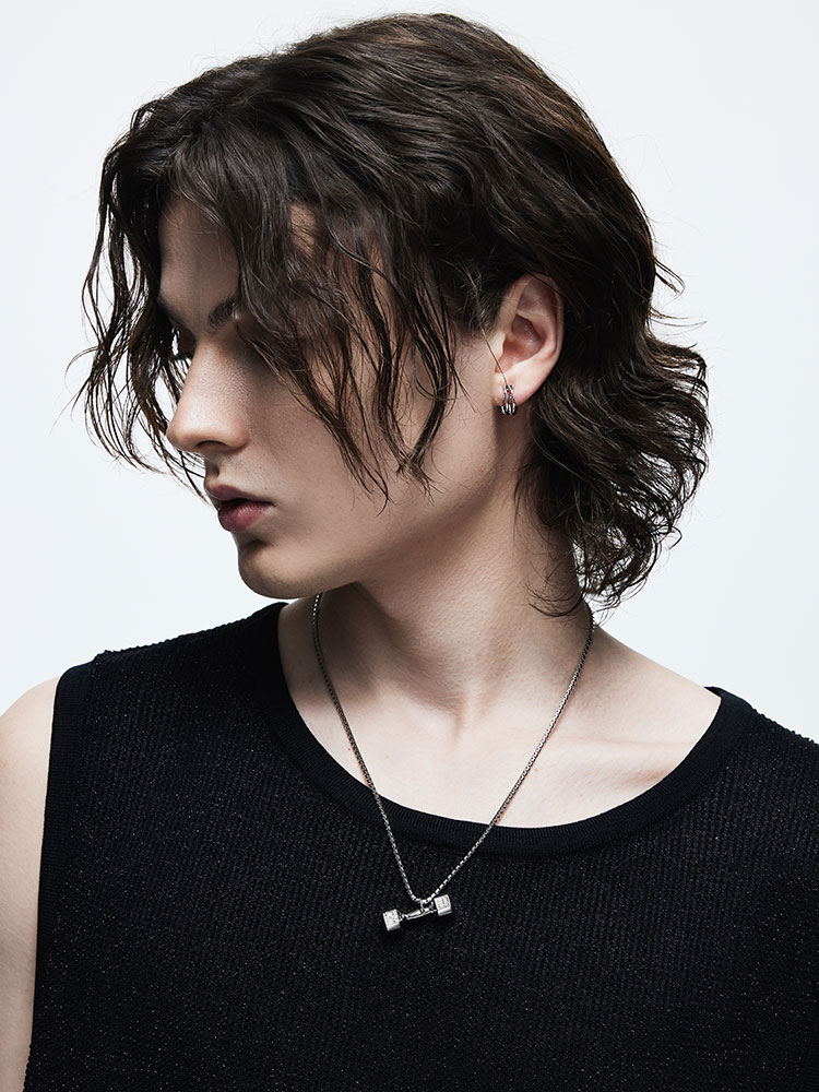 S925 Silver Diamond Dumbbell Pendant Necklace