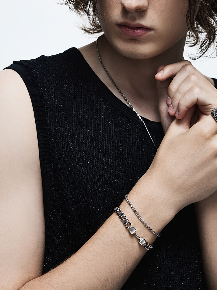 S925 Silver Dumbbell Cuban Link Bracelet