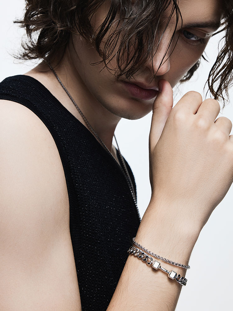 S925 Silver Dumbbell Cuban Link Bracelet