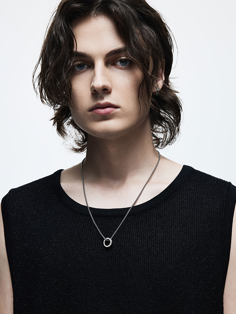 S925 Silver Lettered Mini Waist Circle Pendant Necklace