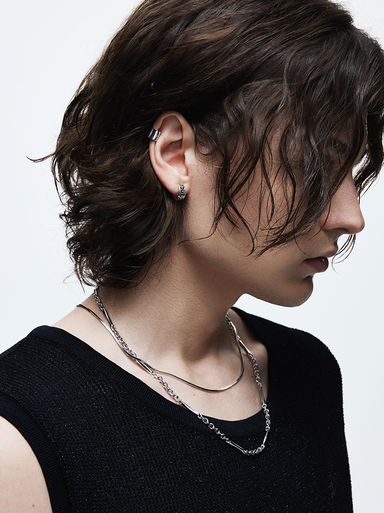 S925 Silver 3D Irregular Diamond Bar Link Necklace