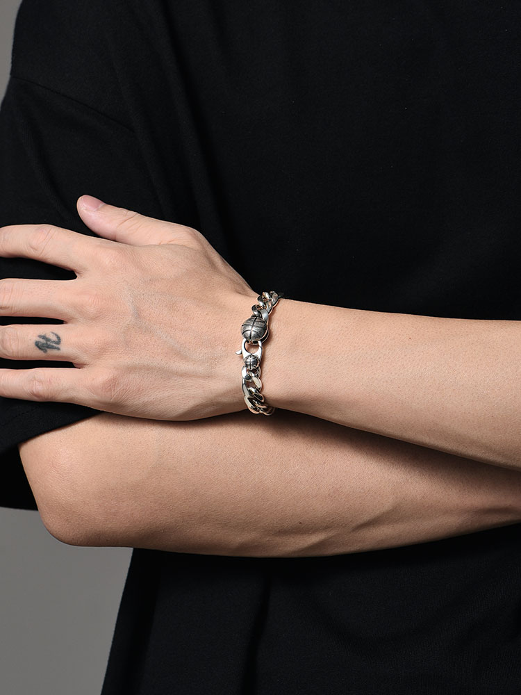 S925 Silver Basketball Cuban Link Bracelet