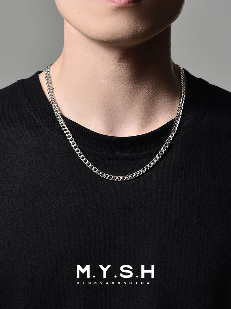 S925 Silver Thick American Cuban Link Chain Necklace