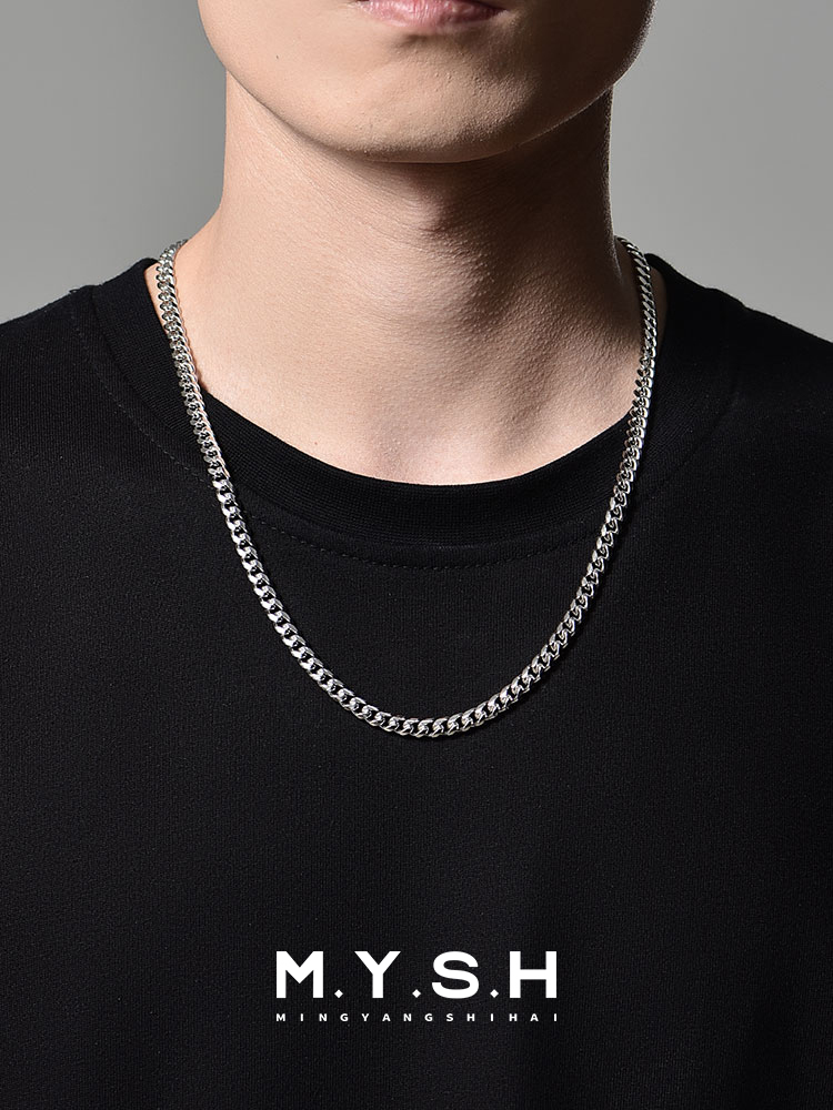 S925 Silver Thick American Cuban Link Chain Necklace