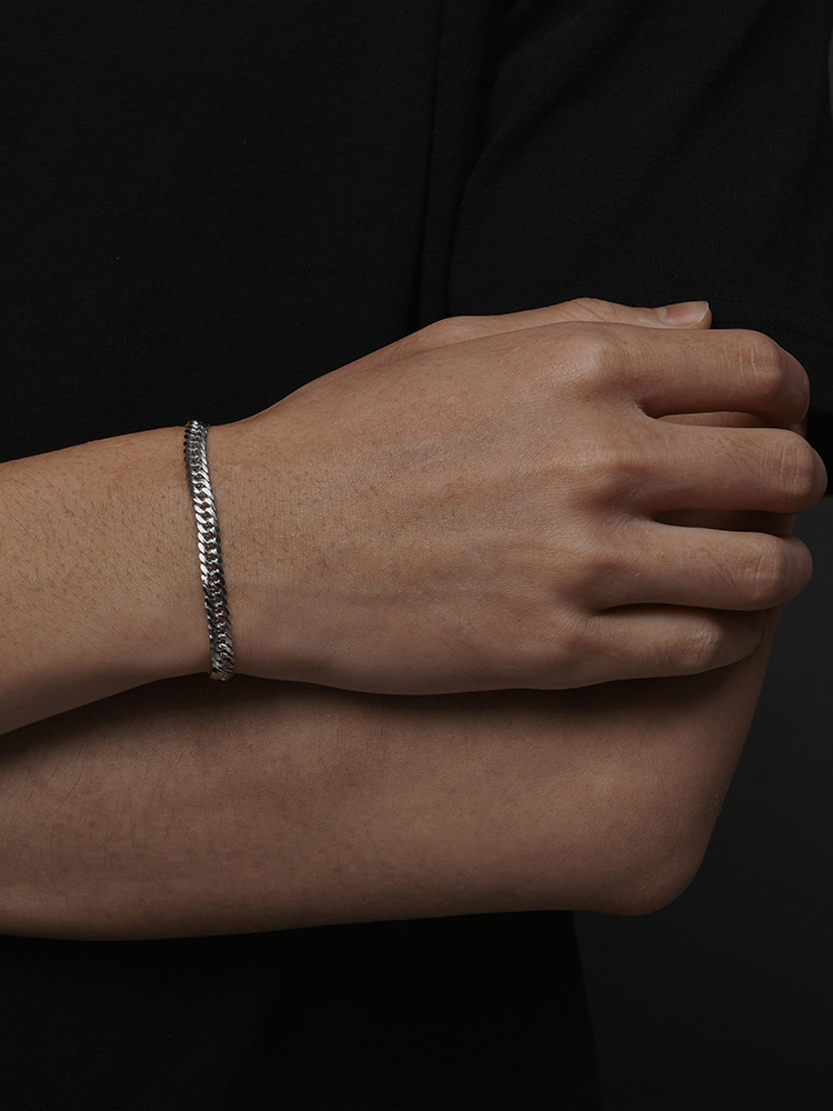 S925 Silver Thin Cuban Link Bracelet