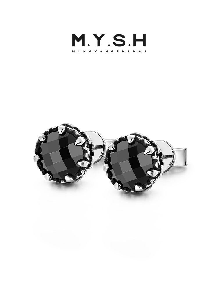 S925 Silver Black Zirconia Claw Stud Earring