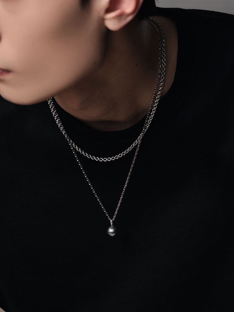 S925 Silver 3D Basketball Pendant Necklace