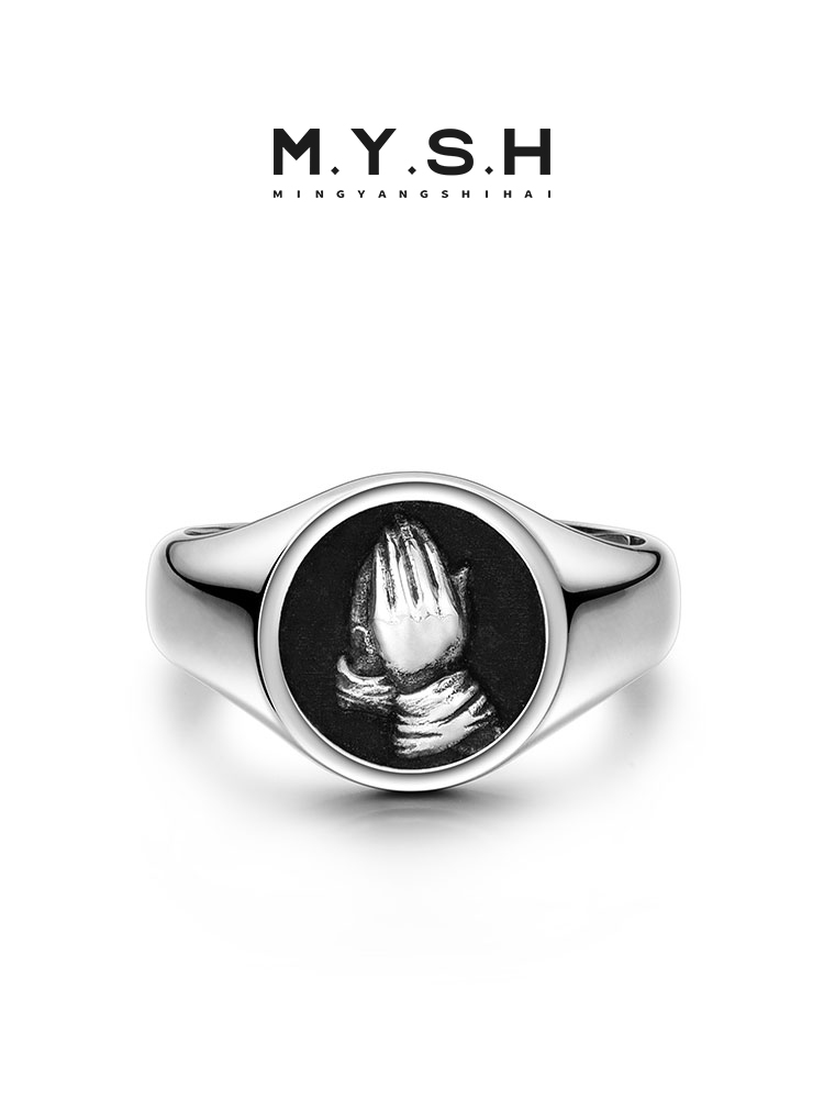 S925 Silver Praying Hands Signet Ring for Men – MYSH