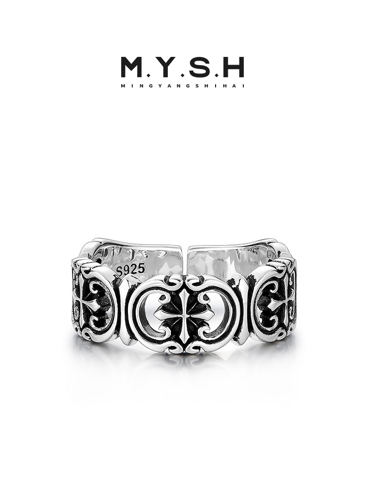 S925 Silver Vintage Cross Motif Ring