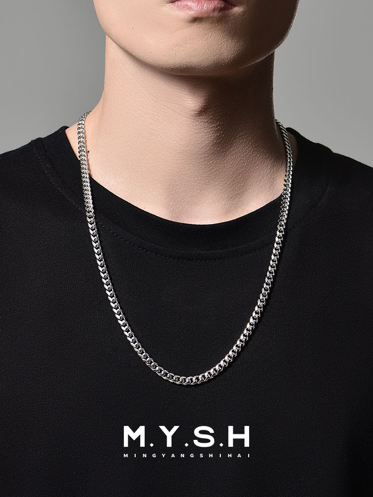 S925 Silver Thick American Cuban Link Chain Necklace