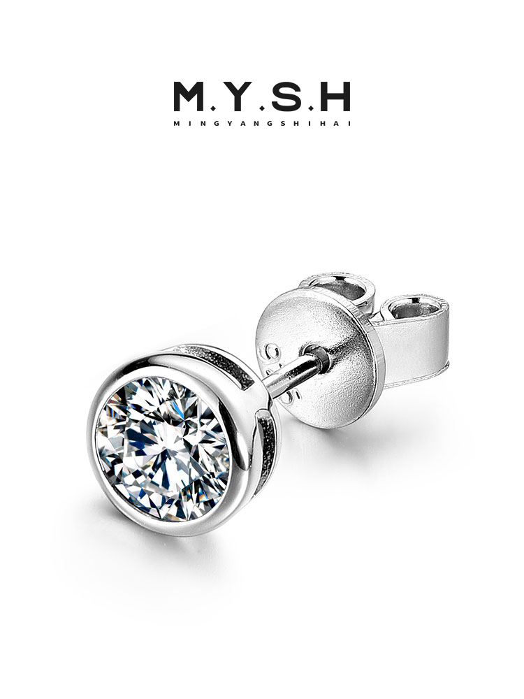 S925 Silver Black Gemstone Stud Earrings