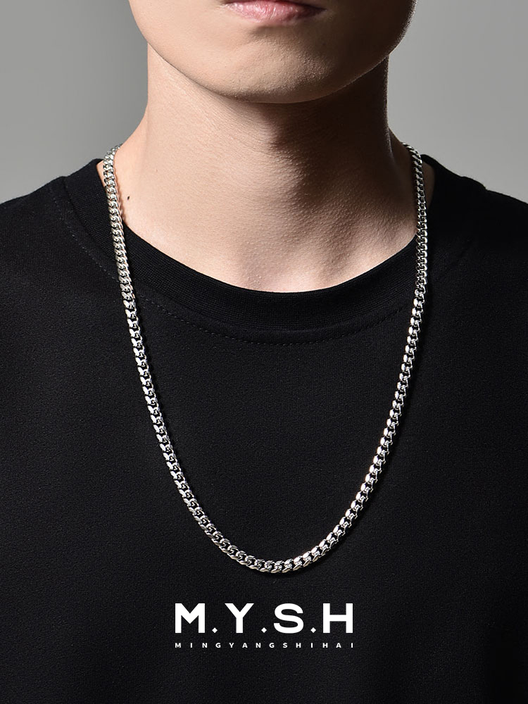 S925 Silver Thick American Cuban Link Chain Necklace