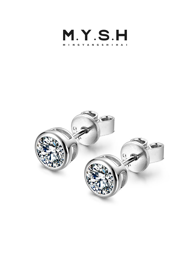 S925 Silver Black Gemstone Stud Earrings