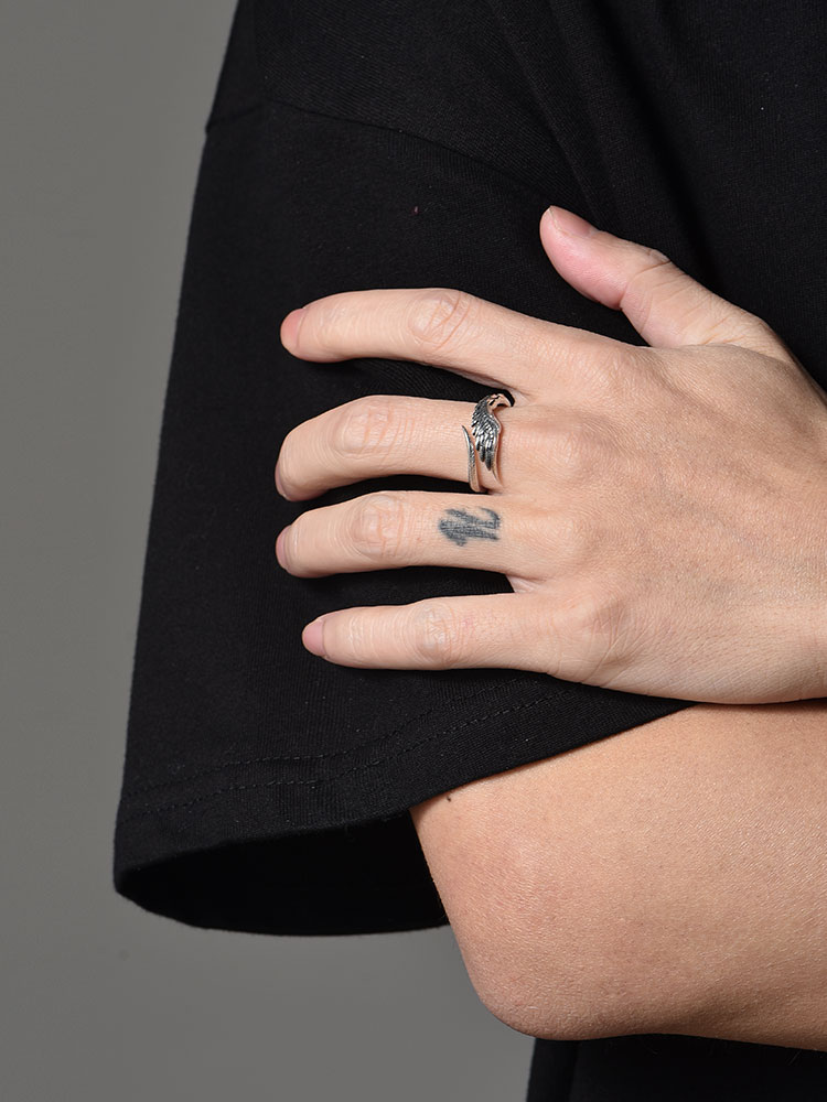 Sterling Silver Angel Wing Ring-Vintage Silver