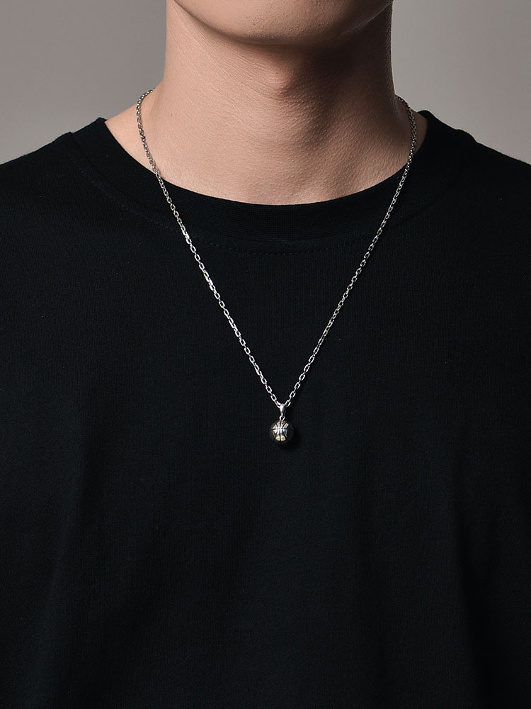 S925 Silver 3D Basketball Pendant Necklace