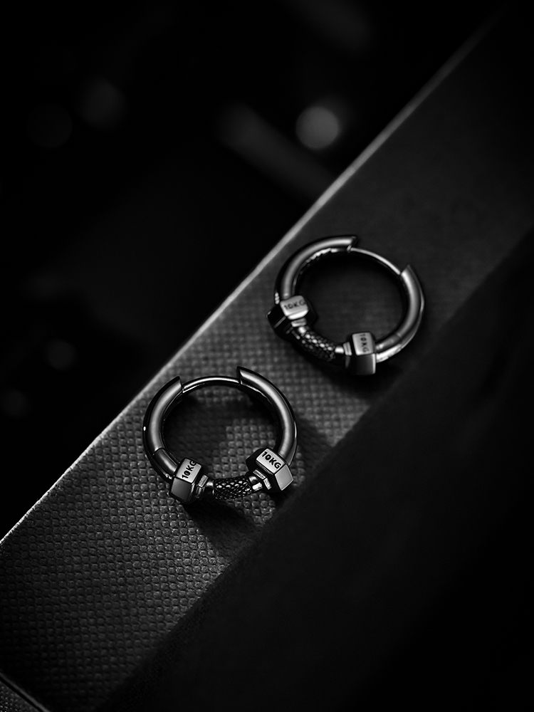 S925 Silver Dumbbell Lock Hoop Earrings