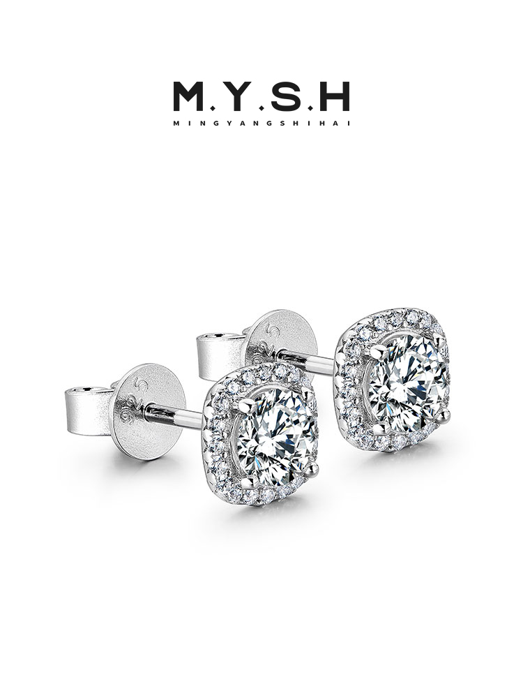 S925 Sterling Silver Moissanite Halo Stud Earrings