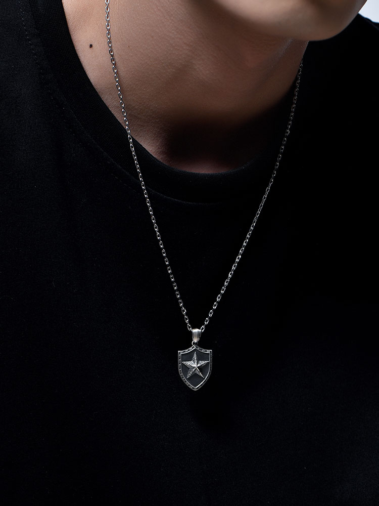 S925 Silver Shield Star Pendant Necklace