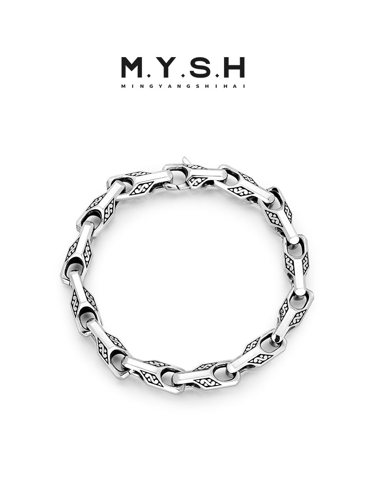 S925 Silver Thick Dragon Bone Link Bracelet