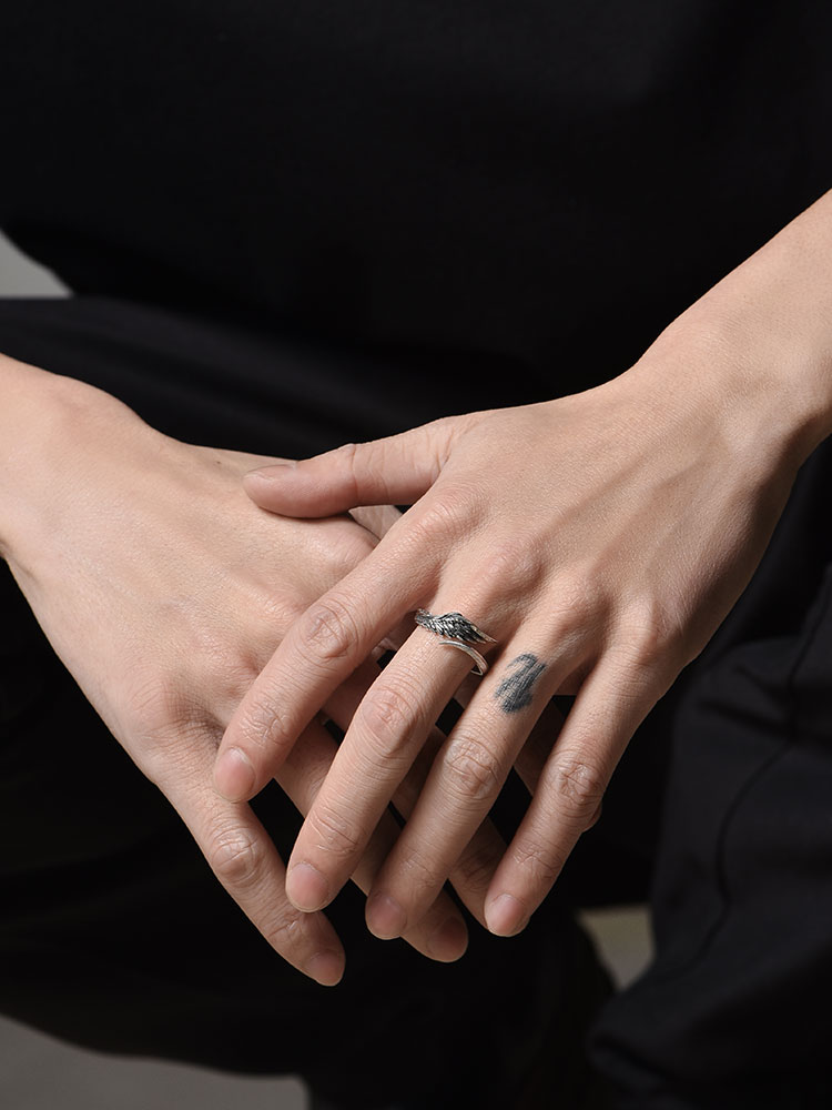 Sterling Silver Angel Wing Ring-Vintage Silver